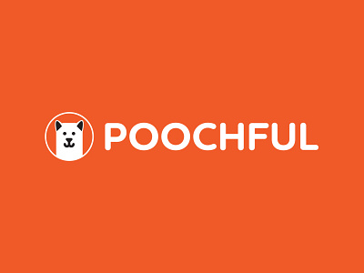 Poochful Online Pets Store animal bold branding cute design dog dog logo illustration logo logo design negative space orange pet petshop pooch vector