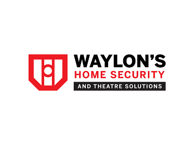 Waylon's Home Security bold branding camera design home logo logo design monogram red security security camera shield solutions theatre vector
