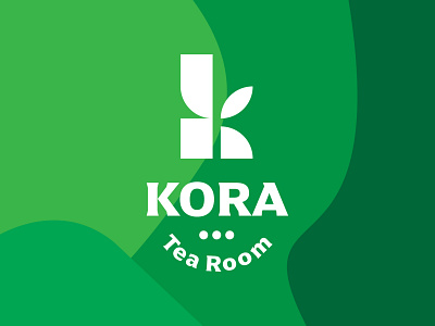 KORA Tea Room bold branding design green illustration kora leaf leaf logo logo logo design monogram negative space room tea tea logo vector vegan