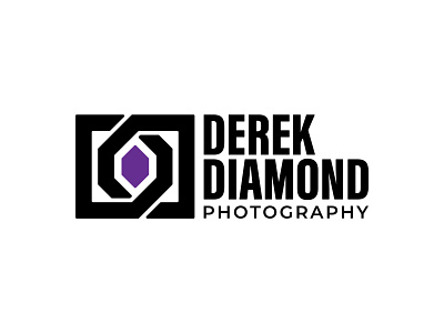 Derek Diamond Photography bold branding derek design diamond illustration logo logo design monogram negative space photography purple rebrand vector