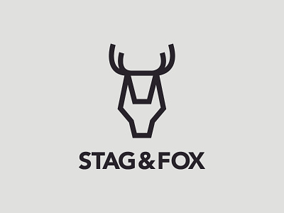 Stag And Fox animal antler combination mark deer fox logo minimal stag