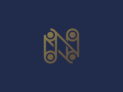 N Monogram Exploration - Hardware Mark blue construction gold hardware letter line art monogram monoline n