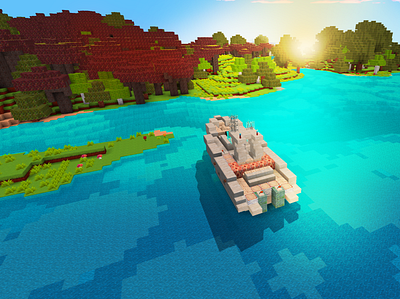 Little Boat For Summer Parties in RealmCraft Free Minecraft build craft free minecraft game art game design games landscape minecraft building nature pixel art realmcraft