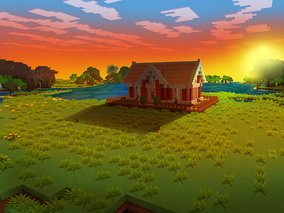 Beautiful Sunset From Your Cozy House! in Realmcraft