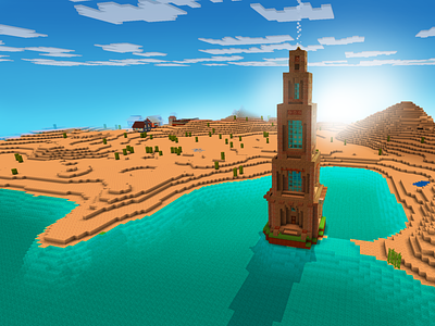 Water Tower in Oasis, Desert Biome in Realmcraft Free Minecraft