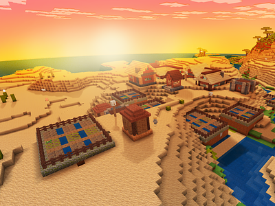 Amazing Village Near Ocean in RealmCraft Free Minecraft Style Ga