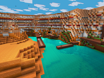 Lovely Harbor For Boats Under Pixel Sky - in Realmcraft Minecraf