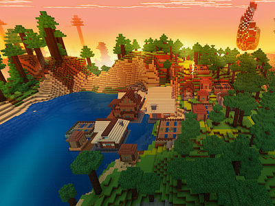 Village Near Lake in Dark Forest in Realmcraft Free Minecraft St