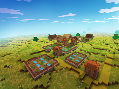 Amazing Farm, Green Plains Biome in Realmcraft Free Minecraft build craft free minecraft game art game design games landscape minecraft building nature pixel art realmcraft