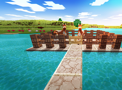 Horse Farm, Build Dock on Water - Realmcraft Free Minecraft build craft free minecraft game art game design games landscape minecraft building nature pixel art realmcraft