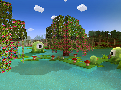 Slime Party in Forest in RealmCraft Free Minecraft Clone build craft design free minecraft game art game design games landscape minecraft building mobs nature pixel art realmcraft