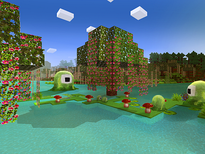 Slime Party in Forest in RealmCraft Free Minecraft Clone