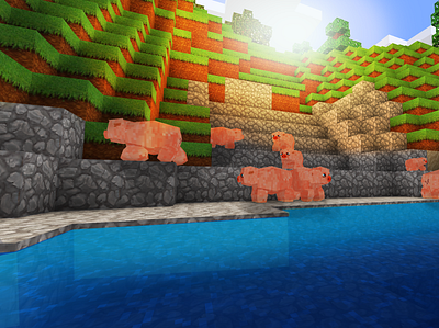 Isle of Pigs - Animal Mobs in RealmCraft Free Minecraft Clone animals build craft design free minecraft game art game design games illustration landscape minecraft building nature pixel art realmcraft