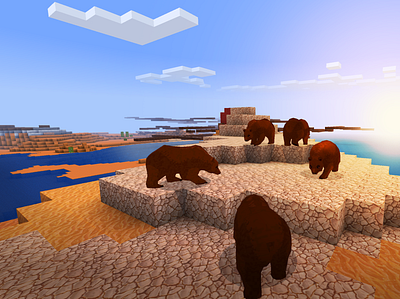 Brown Bears in Desert || RealmCraft Free Minecraft Clone build craft free minecraft game art game design games landscape minecraft building nature pixel art realmcraft