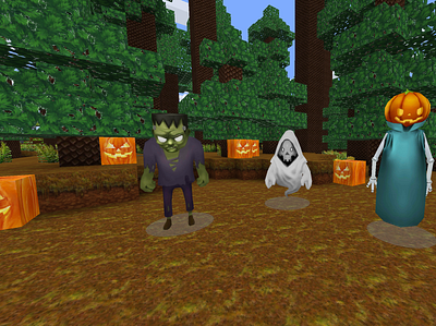 Frank, Ghost and Pumpkin Jack - Creepy Halloween Mobs build craft free minecraft game art game design games landscape minecraft building nature pixel art realmcraft