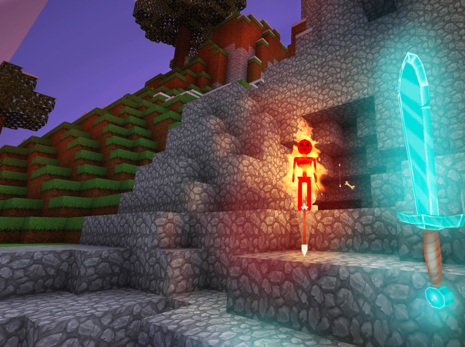 Skeleton On Fire Diamond Sword In Realmcraft Free Minecraft By Tellurion Mobile On Dribbble