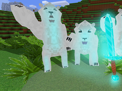 Polar Bears Scared of Diamond Sword in RealmCraft Free Minecraft animals build craft free minecraft game art game design games landscape minecraft building nature pixel art realmcraft