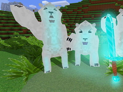 Polar Bears Scared of Diamond Sword in RealmCraft Free Minecraft