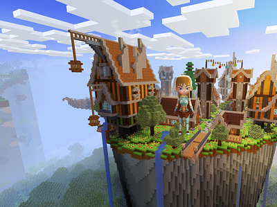 Magical Town, Wizard in Diamond Armor Only in Realmcraft build craft free minecraft game art game design games landscape minecraft building nature pixel art realmcraft