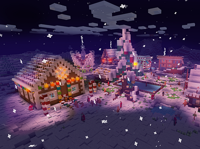 Magical Christmas Village in RealmCraft Free Minecraft Game build craft free minecraft game art game design games landscape minecraft building nature pixel art realmcraft