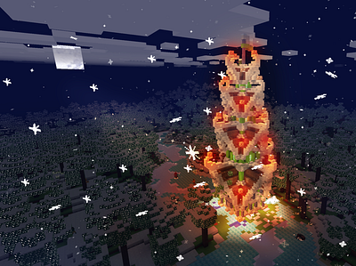 Beautiful Christmas Tree in RealmCraft Free Minecraft Style Game build craft design free minecraft game art game design games landscape minecraft building nature pixel art realmcraft