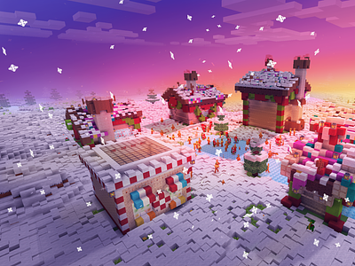 Happy New Year in Cute Little Village -Realmcraft Free Minecraft