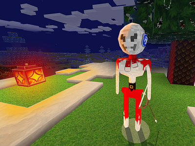 Skeleton Tries a Christmas Look in RealmCraft Free Minecraft