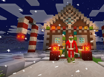 Christmas Lights on Gingerbread House in Realmcraft build craft design free minecraft game art game design games landscape minecraft minecraft building mobs nature pixel art realmcraft