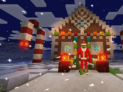 Christmas Lights on Gingerbread House in Realmcraft