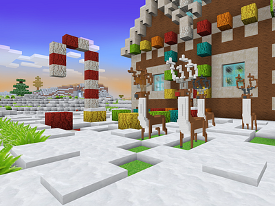 Cute Deers Keep Santa's House Safe in Realmcraft Free Minecraft