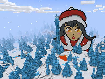 Pixel Anime Girl in Christmas Outfit in RealmCraft Free build craft free minecraft game art game design games landscape minecraft minecraft building nature pixel art realmcraft