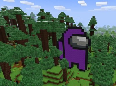 The Purple Impostor in Forest in RealmCraft Free Minecraft Style among us build craft free minecraft game art game design games landscape minecraft minecraft building pixel art realmcraft