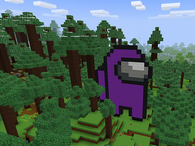 The Purple Impostor in Forest in RealmCraft Free Minecraft Style