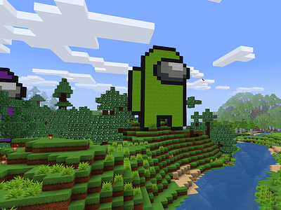 Pixelated Green Impostor from Among Us in RealmCraft Free