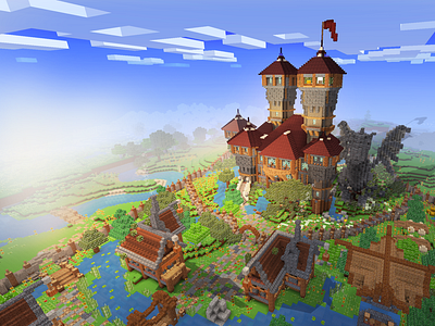 Minecraft Medieval Fantasy Castle In Realmcraft Free Minecraf By Tellurion Mobile On Dribbble