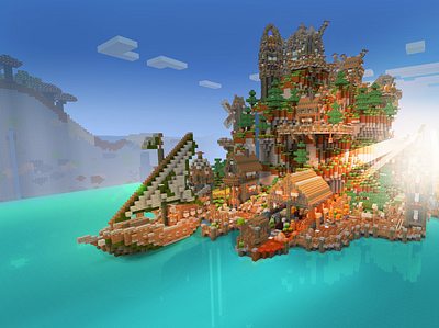 Pirates in Minecraft: Pirate Ships, Desert Island 🏝️ REALMCRAFT build craft design free minecraft game art game design games landscape minecraft minecraft building nature pixel art realmcraft