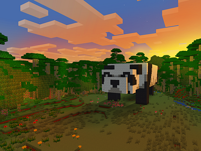 Panda in Minecraft: PIXEL 3D ANIMALS 🐼 in REALMCRAFT #Minecraft