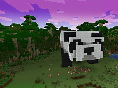 Cute Panda in Bamboo Forest, China Minecraft in Realmcraft Free