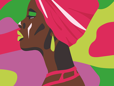 African woman portrait fluo illustration pop portrait woman