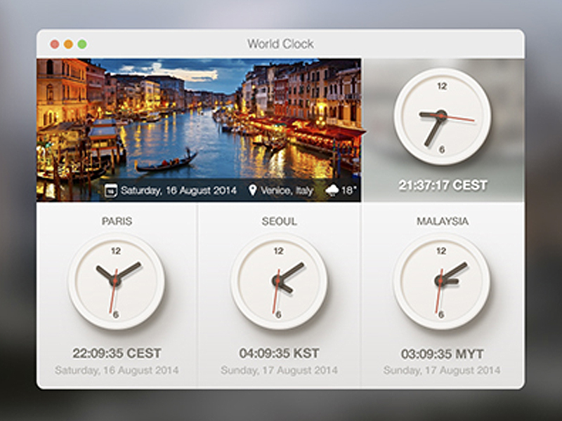 World Clock Widget by Edmund Lim on Dribbble