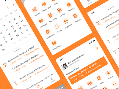 UC Student Mobile App Redesign app calendar design education flat minimal ui ux