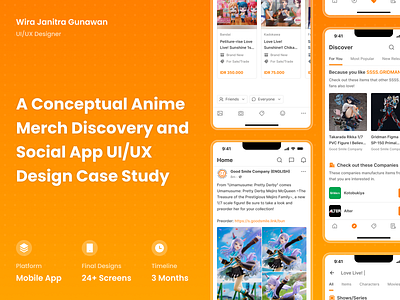 Anime Merch Discovery and Social App Case Study (Coming Soon) anime app case study design ecommerce flat minimal mobile trading ui ux