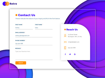 Contact Form color contact contact form creative design email field form form field gradient layout logo minimalist modern text ui ux web website