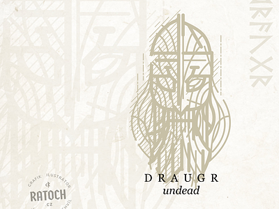 Draugr engraving logo mythology skeleton undead
