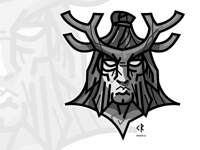 Forrest god antlers celtic cernunnos dark forrest god illustration linework logo vector