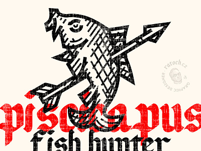 fish hunter logo carp fish fishing logo hunter illustration linework logo woodcut