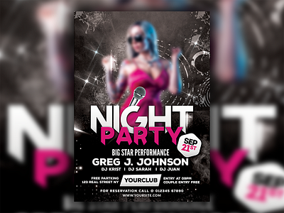 Night Party Flyer branding business card design design flyer design illustration illustrator photoshop typography vector vector illustration