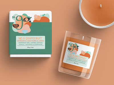 NO.9 GRAPEFRUIT: SCENTED CANDLE Closup Ver. abstract art branding candle design graphic design illustration illustrator layout layout design logo logo design logodesign mockup mockup design package design packaging packaging design typography vector
