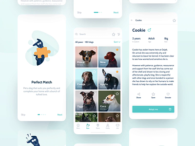 A Local Dog Shelter App app design app ui design design agency dog flat illustration illustration mobile app design shelter ui