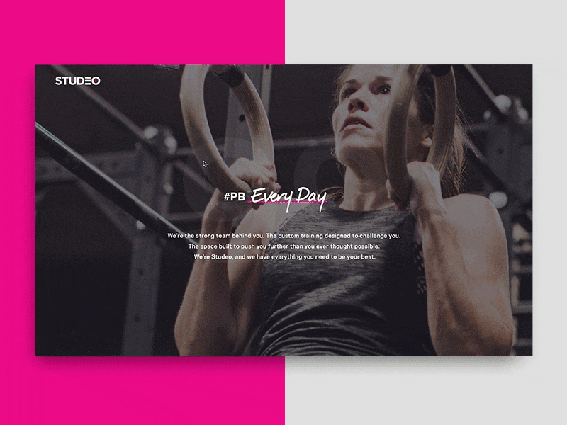 Studeo Homepage Stories debut design gym homepage motion typography ui ux